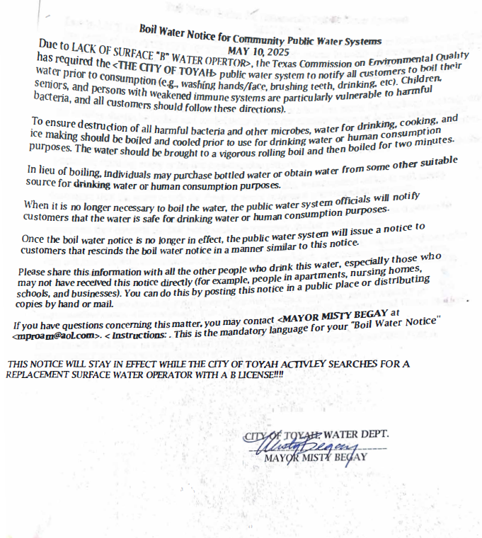 Boil Water Notice May 2025